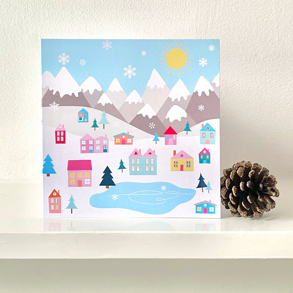 Winter Houses Greetings Card